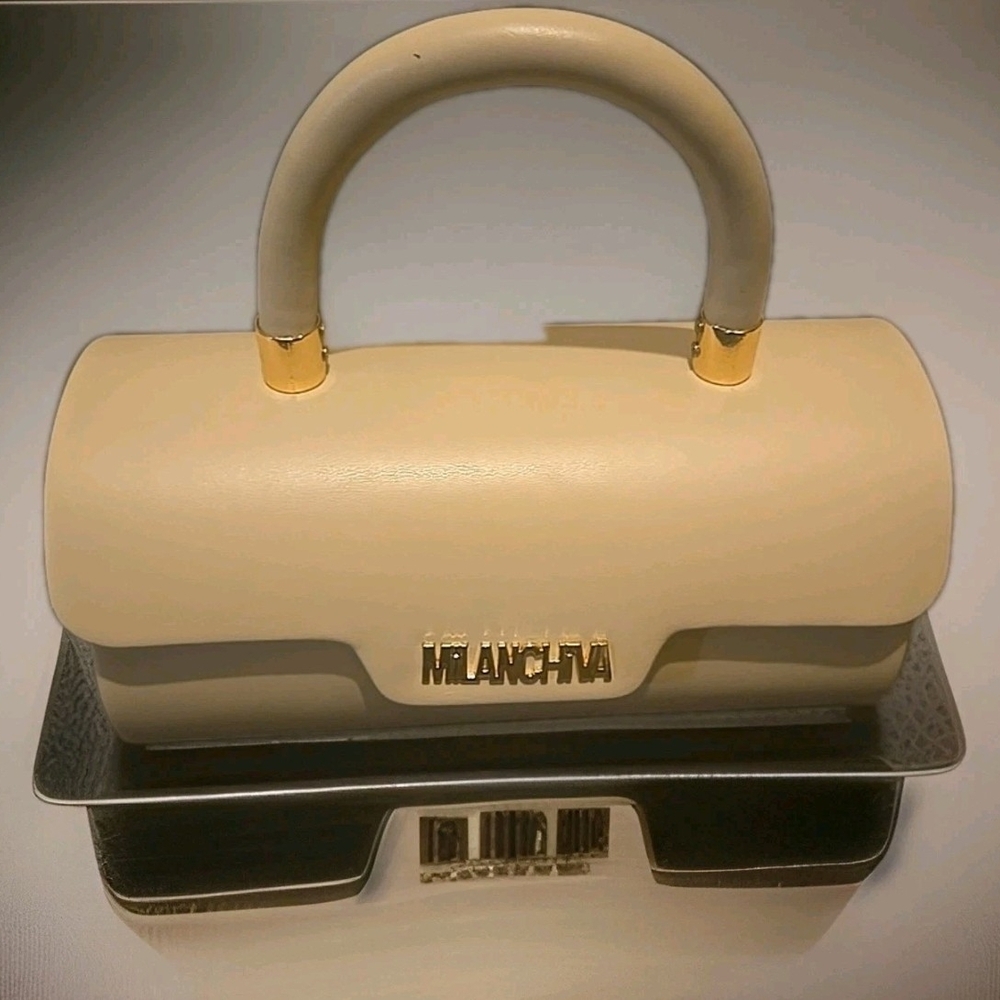 Cream Top-Handle Clutch